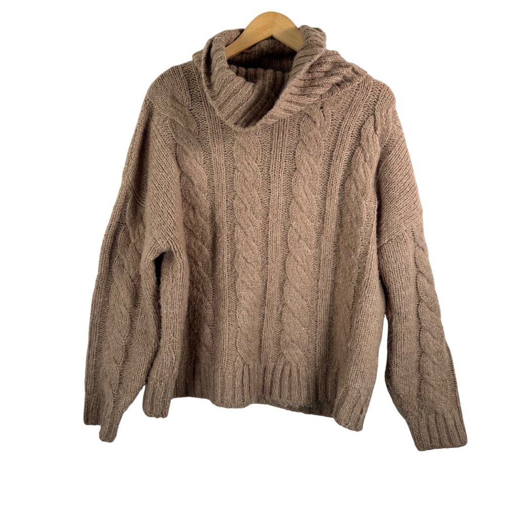 Reserved Eco Aware cable knit chunky turtle neck sweater Poland preppy sz L‎